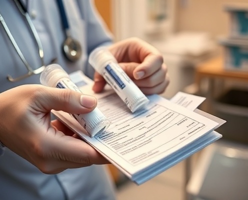 Professional hands handling medical specimens with care
