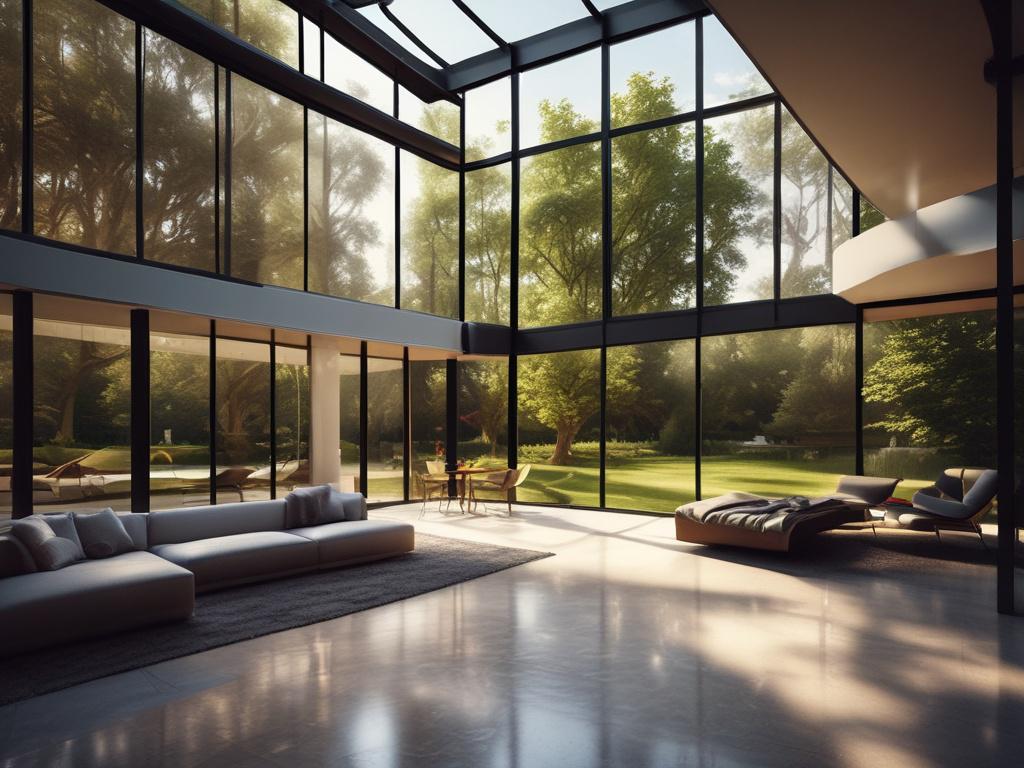 an avant garde modern home showcasing quantum wellness principles, featuring
