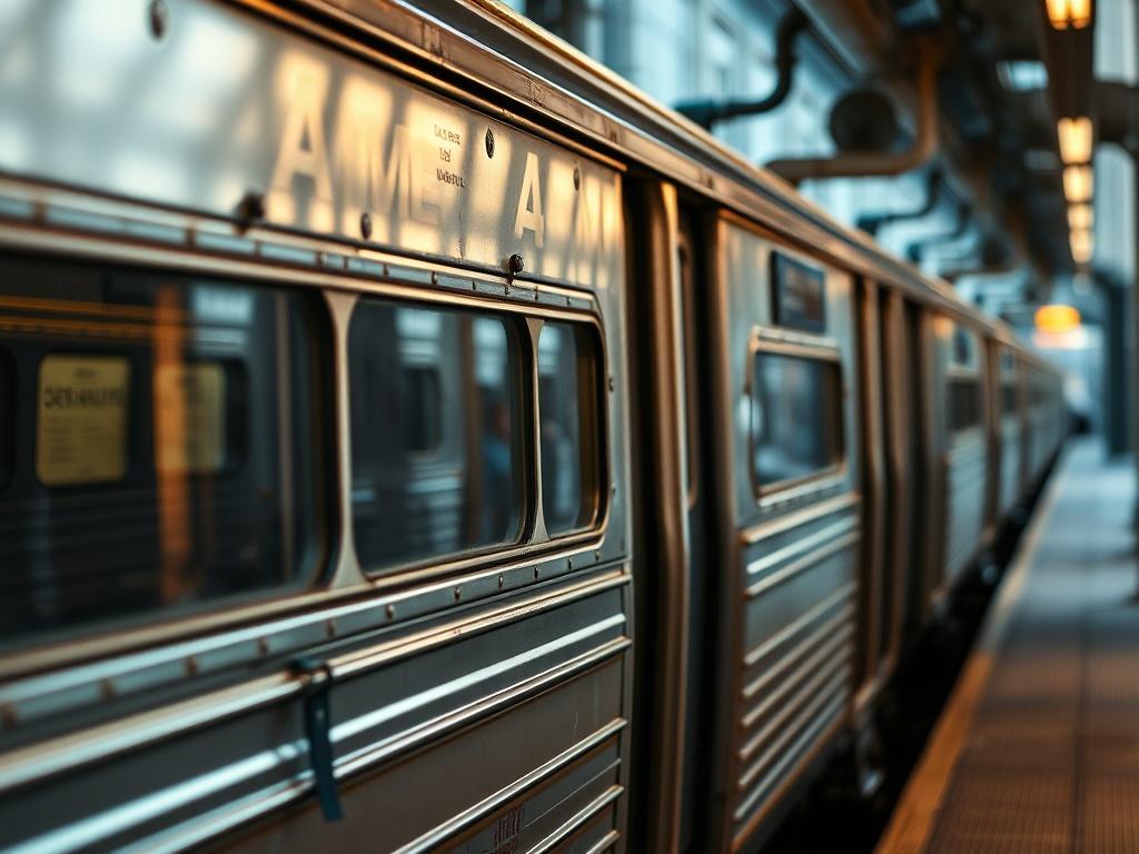 A hyper realistic close up of an American subway carriage,