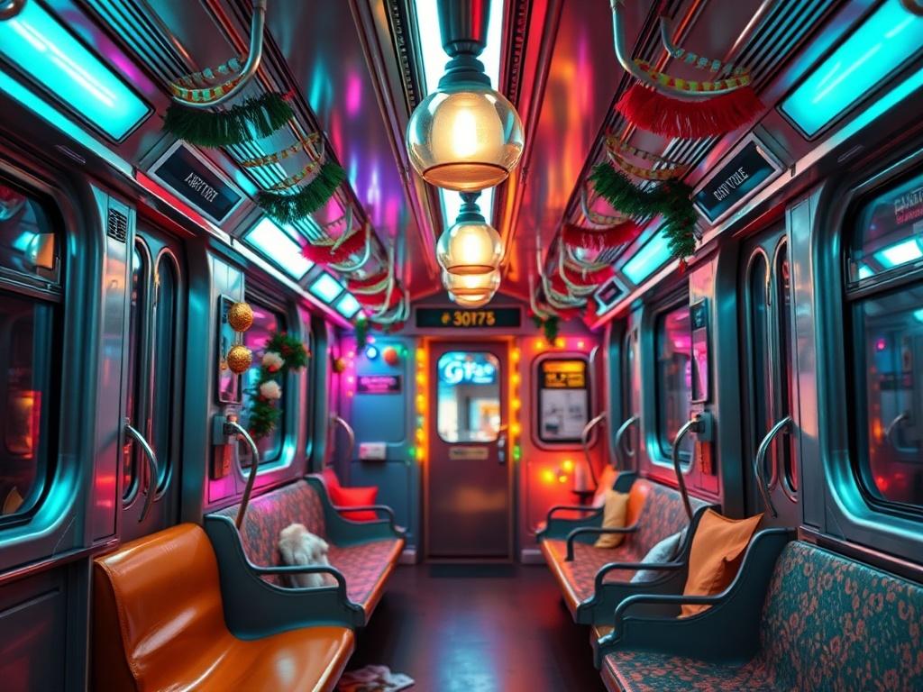 A hyper realistic close up of an American subway carriage