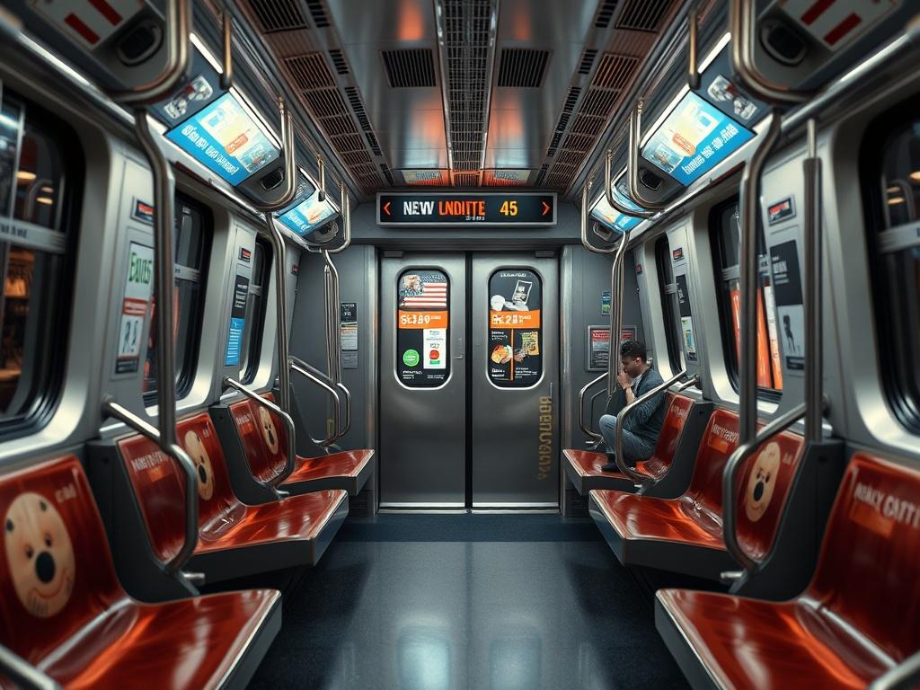 A hyper realistic close up of an American subway carriage,