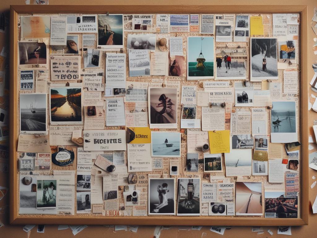 A close up shot of a vision board filled with