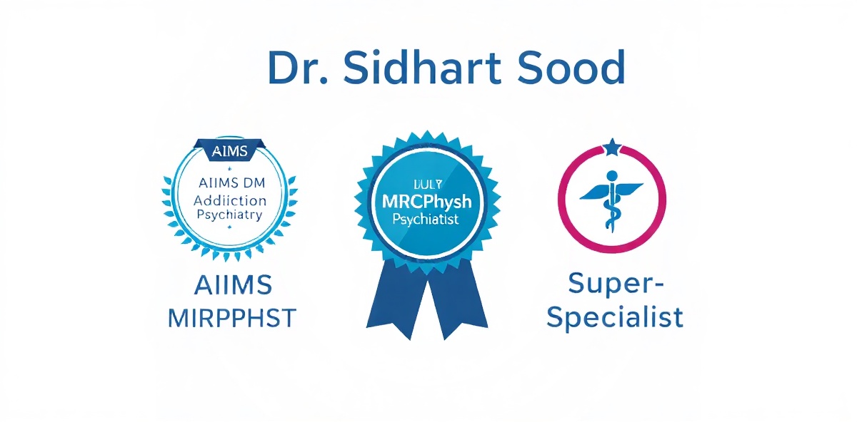 Dr Sidharth Sood credentials badge - DM AIIMS Psychiatrist