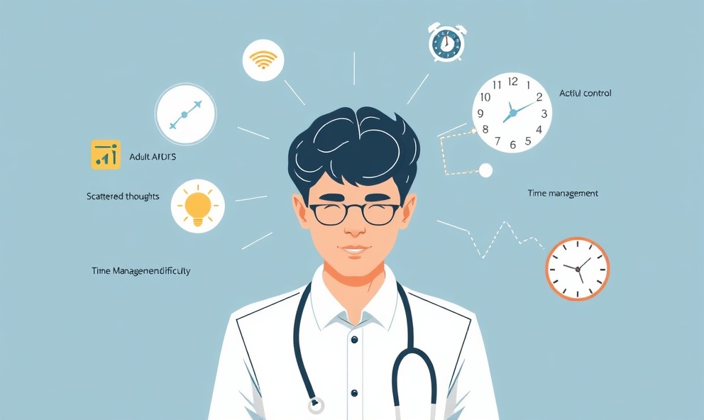 Adult ADHD symptoms and executive dysfunction illustration