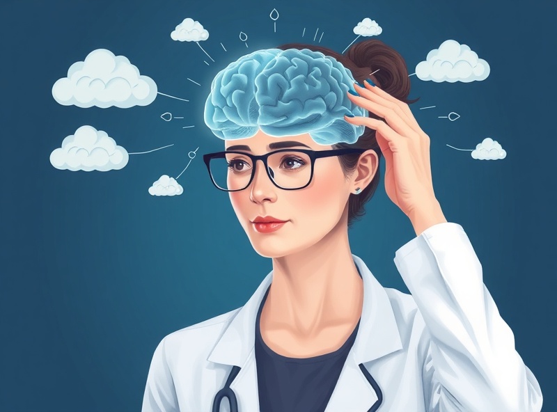 Adult experiencing focus and concentration difficulty with brain activity patterns