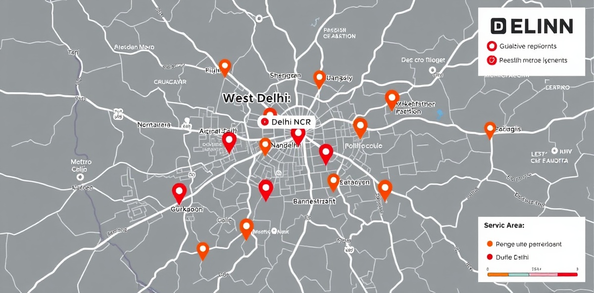 Delhi NCR map showing clinic locations in Nangloi, Janakpuri, Patel Nagar, Gurgaon