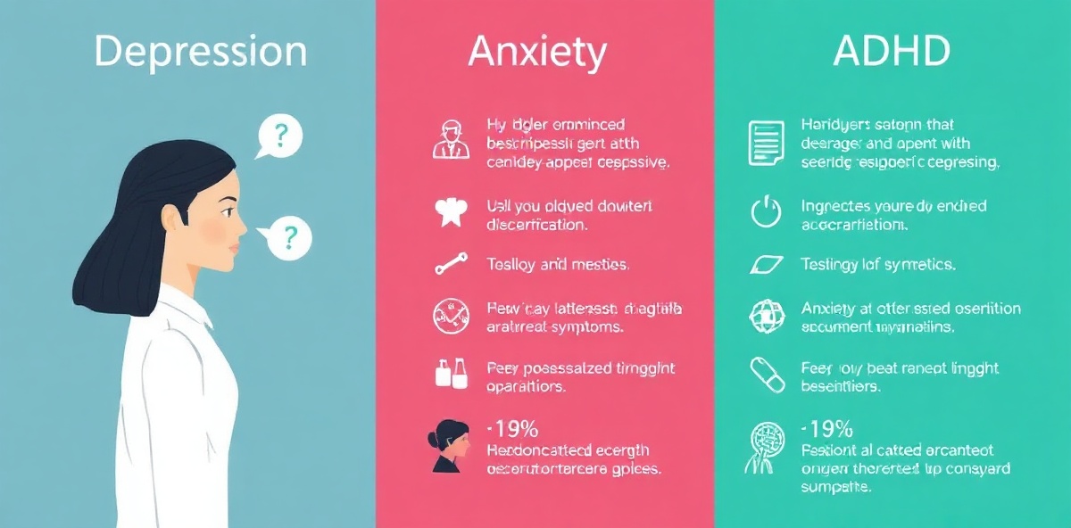 Comparison of depression anxiety ADHD symptoms