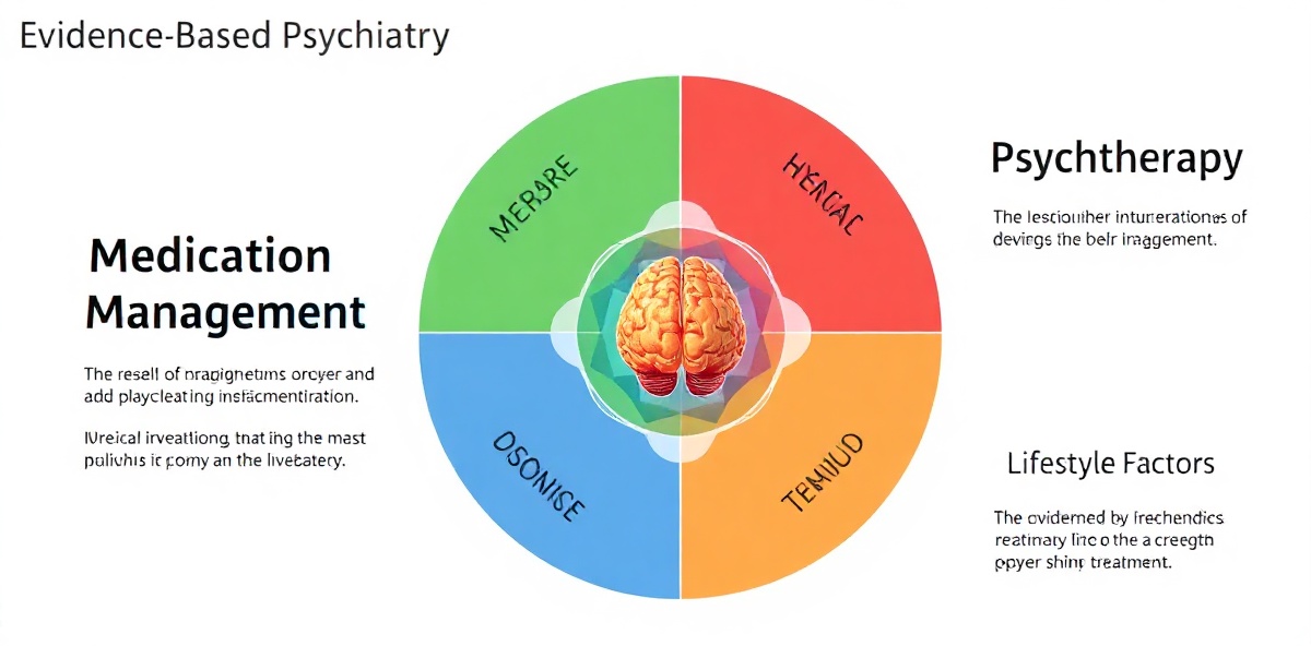 Evidence-based psychiatry - medication management, psychotherapy, lifestyle factors integration