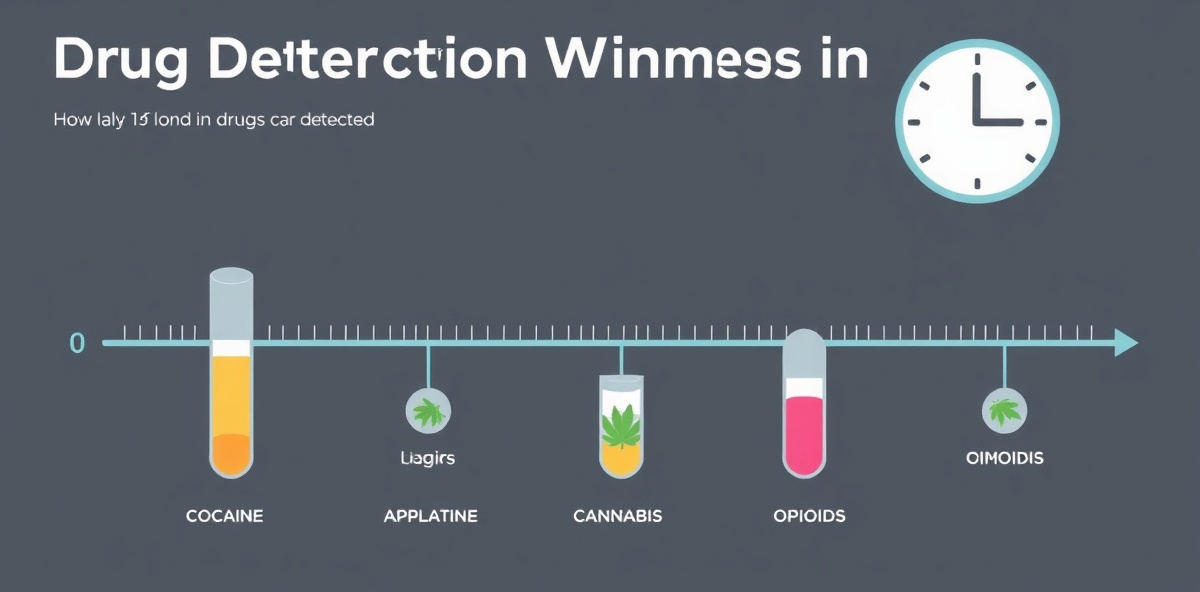 Drug detection window timeline showing how long different substances remain detectable in urine