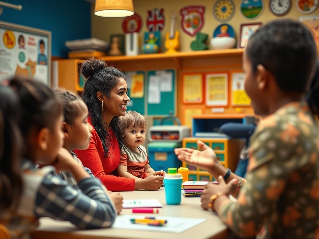 A close up shot of a childcare safety training session,