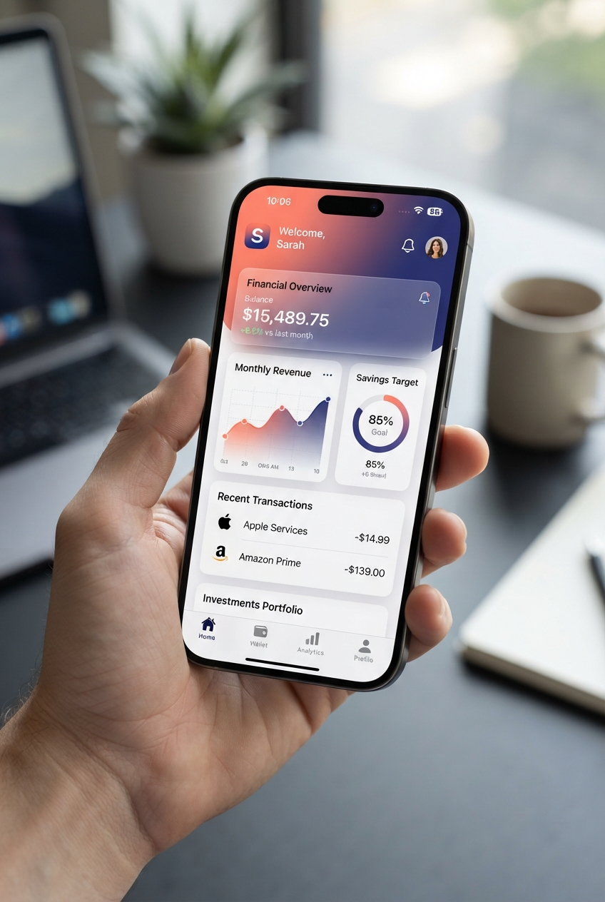 iPhone mockup displaying SwiftUI app interface