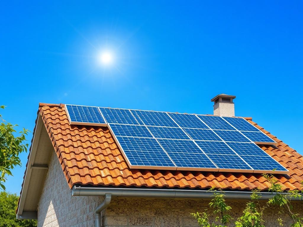 A realistic high resolution of a solar panel installation on