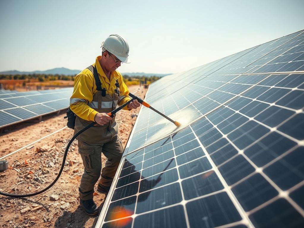 A high resolution image depicting a technician performing maintenance on
