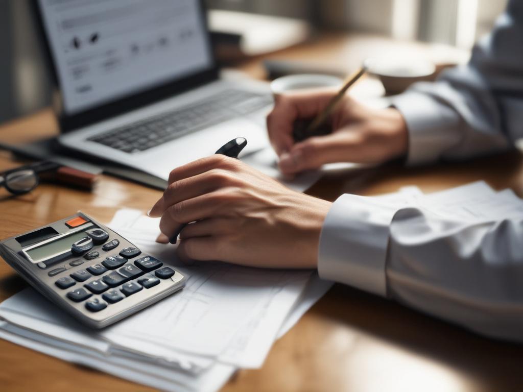 A close up shot of a person using a calculator