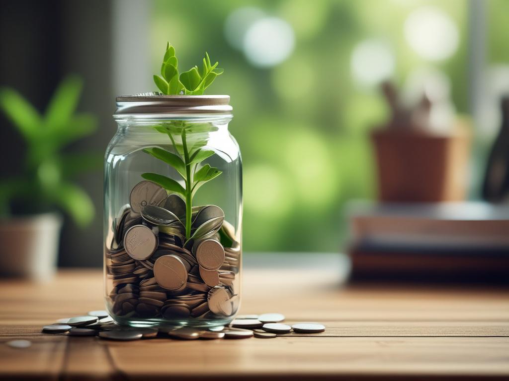 A close up shot of a glass jar filled with