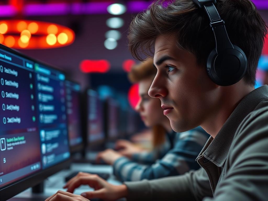 A close up of a person looking focused while answering