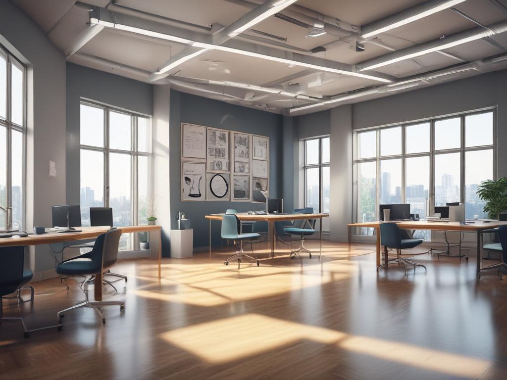 a close up shot of a modern office space with