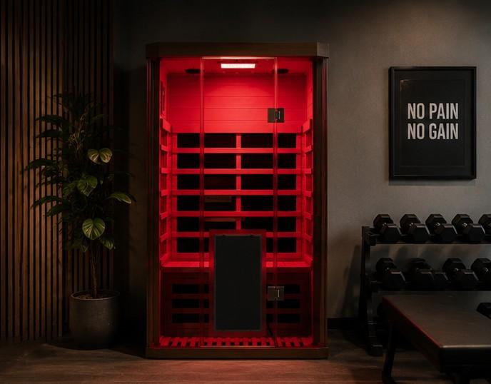 Modern infrared sauna room installation in luxury home