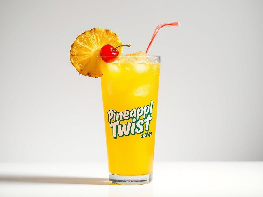 A realistic high resolution image of a glass of Pineapple
