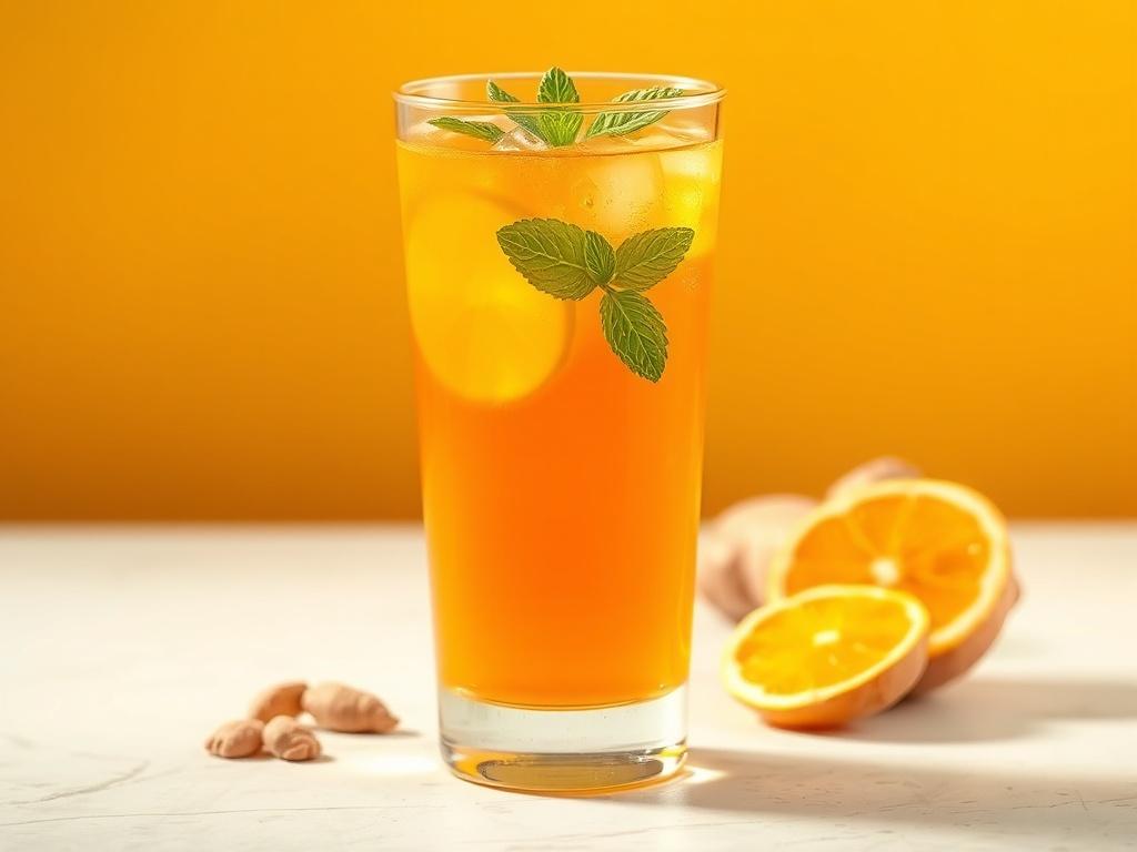 A realistic high resolution image of a glass of Ginger