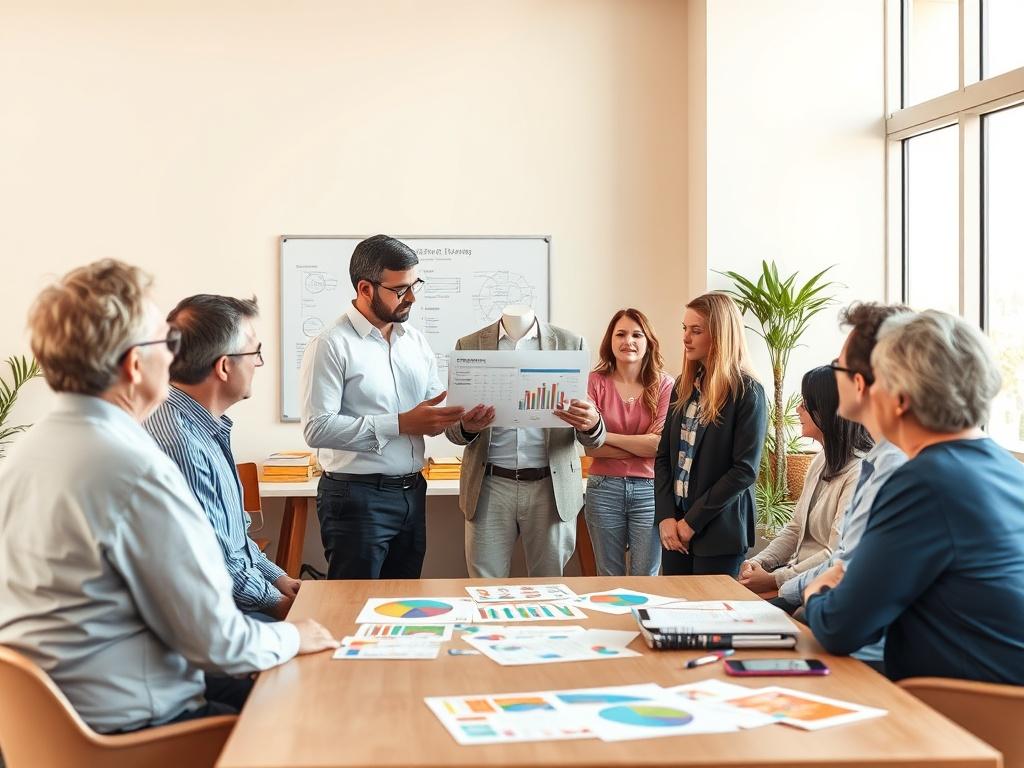 A facilitator reviewing a schedule and materials with a team