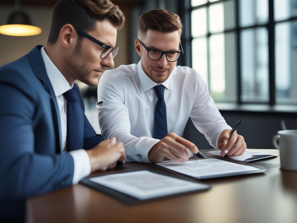 A close up shot of a financial advisor reviewing progress