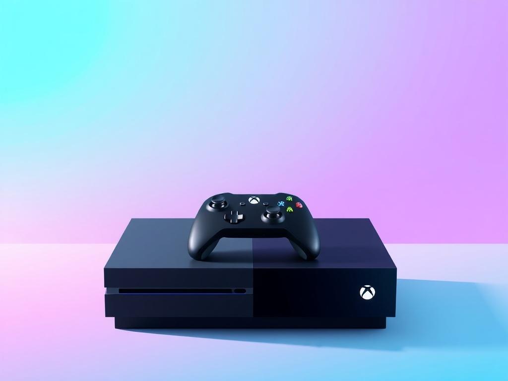 **Prompt for AI Image Generation:**

Create a high-quality illustration depicting the title "Cómo optimizar el rendimiento de tu Xbox." The composition should be simple and clear, focusing on a single subject: a sleek, modern Xbox console. The Xbox should be prominently displayed in the center of the image, with its signature black finish reflecting light softly to emphasize its design.

The background should be a minimalist setting, utilizing pastel colors, with a clean blue electric and purple gradient th