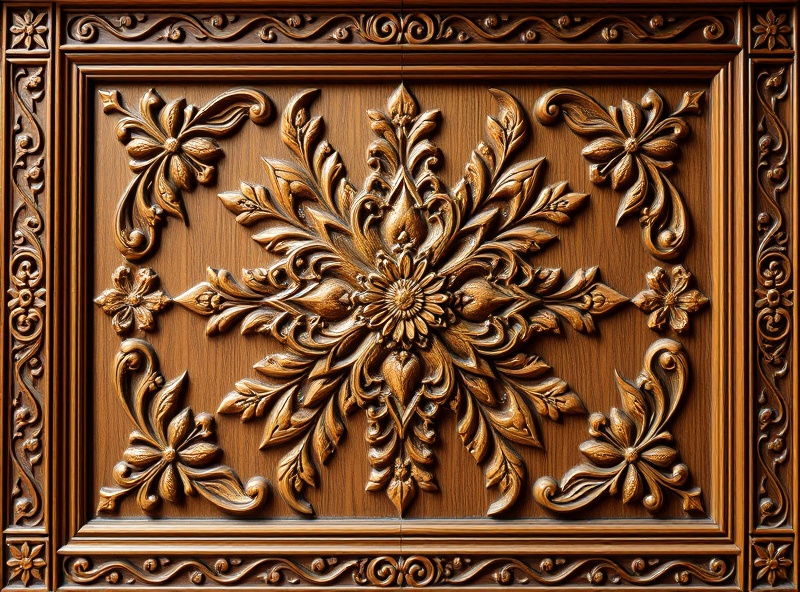 Professional CNC carved wooden door panel