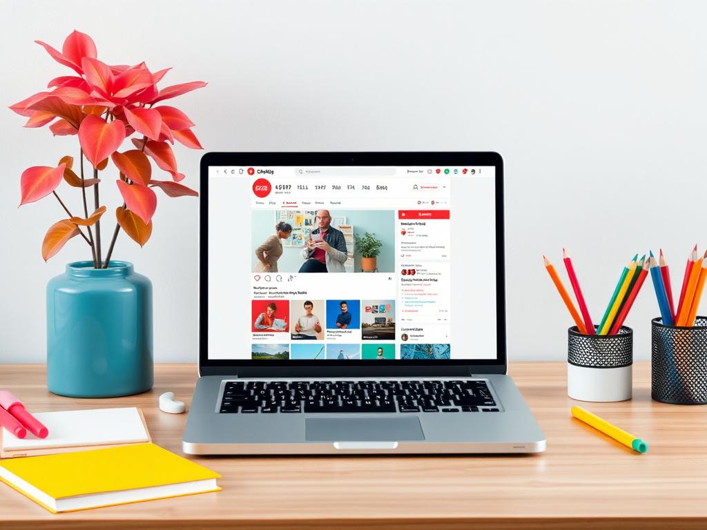 A high resolution of a creative workspace featuring a laptop,