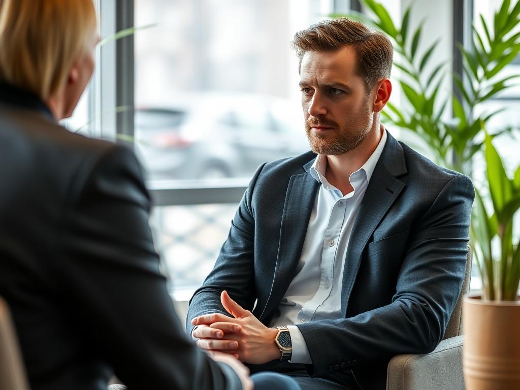 A professional male coach, Mag  Patrik Kutschi, sitting in