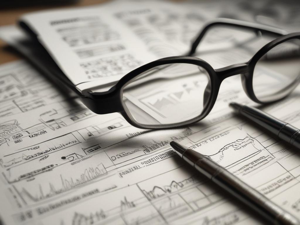 close up shot of economic indicators on a desk, hyper