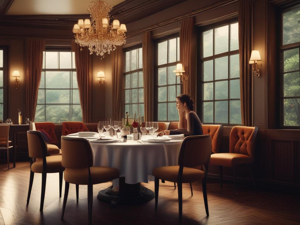 A luxurious dining table set for two in an upscale