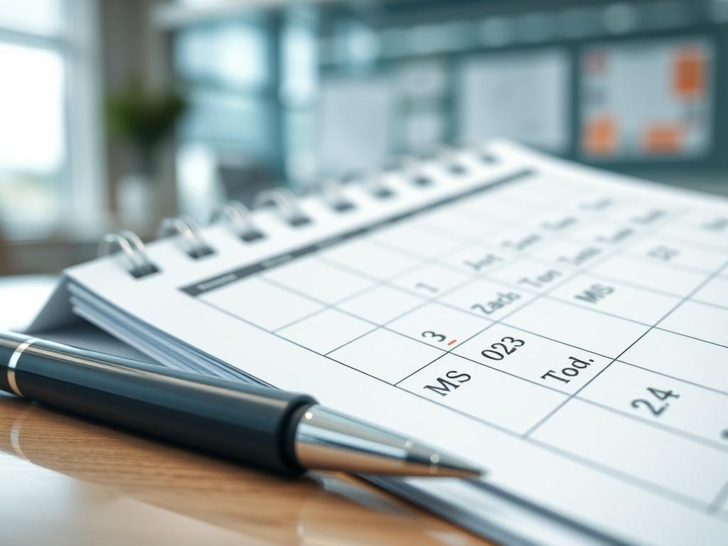 A close up shot of a professional looking calendar with