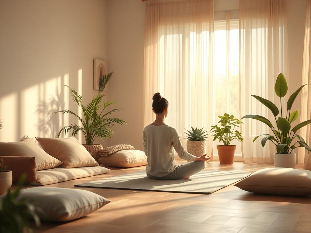 A serene and inviting space for personal transformation, featuring a