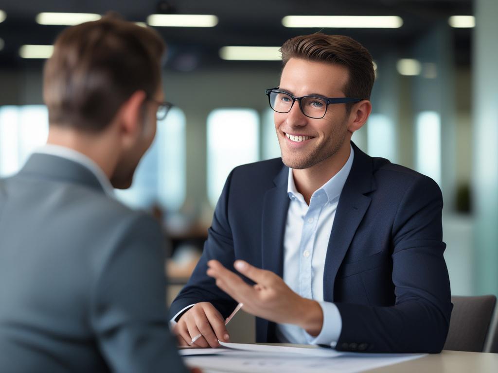 A close up shot of a professional financial consultant speaking