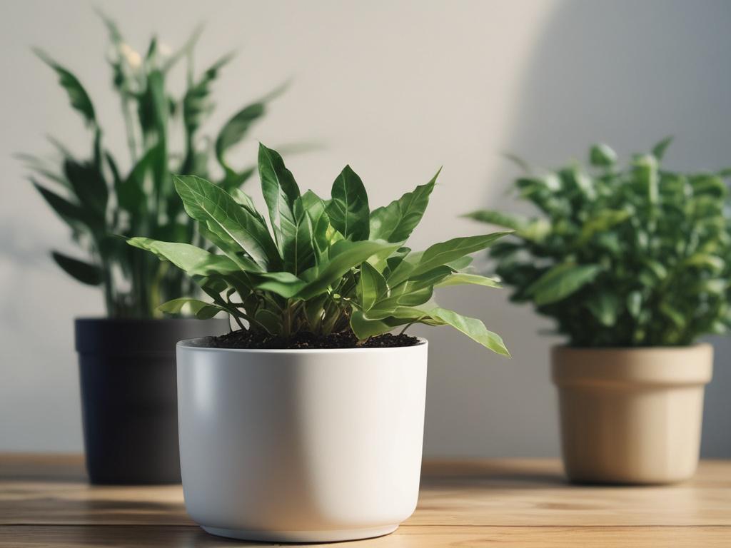 close up shot of green plants growing in a pot,