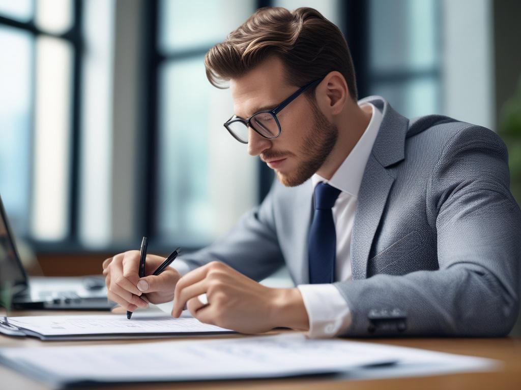 close up shot of a financial planner analyzing charts, soft