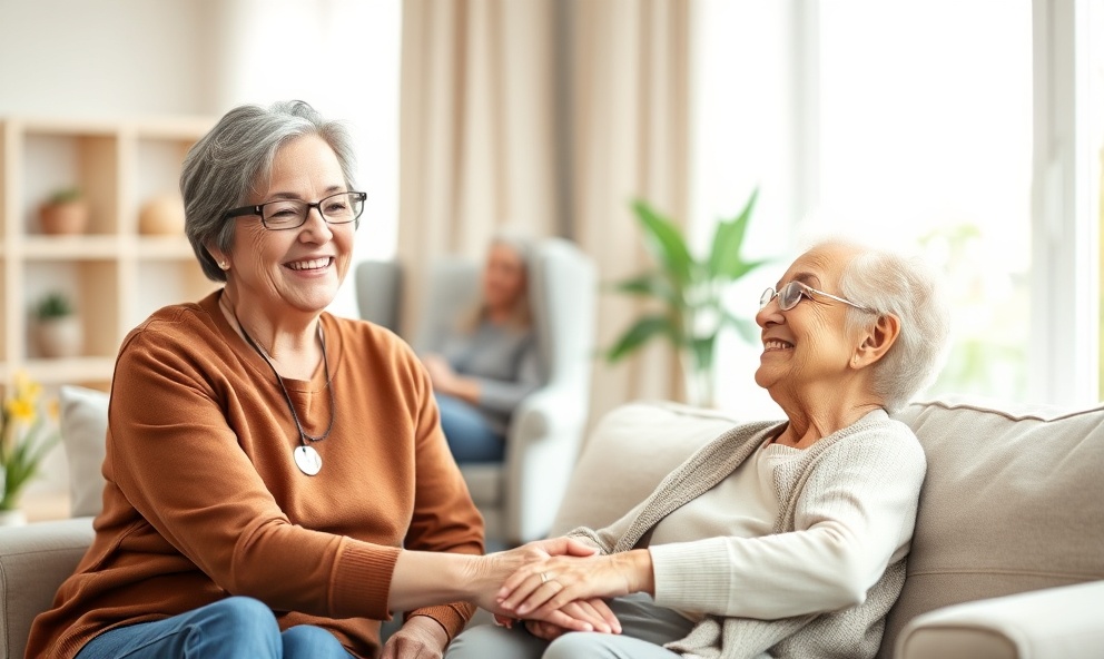 Caregiver providing home care to a senior