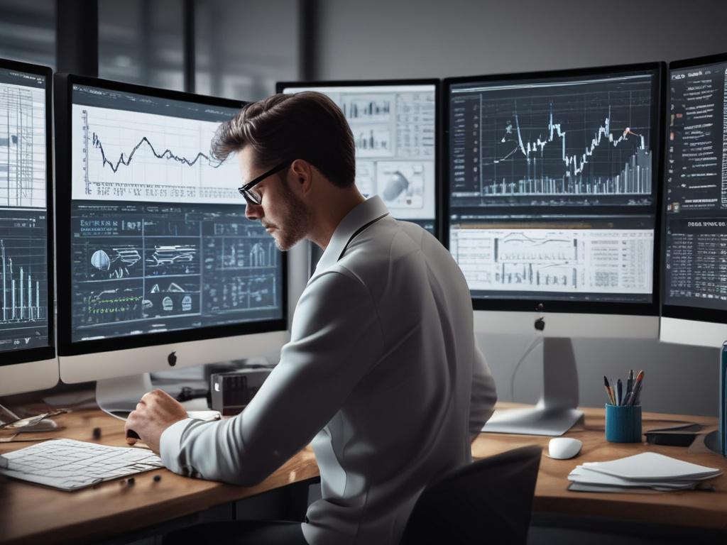 a close up shot of a data scientist working on