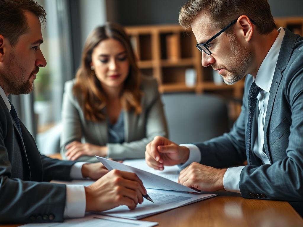 A close up shot of two lawyers discussing a case