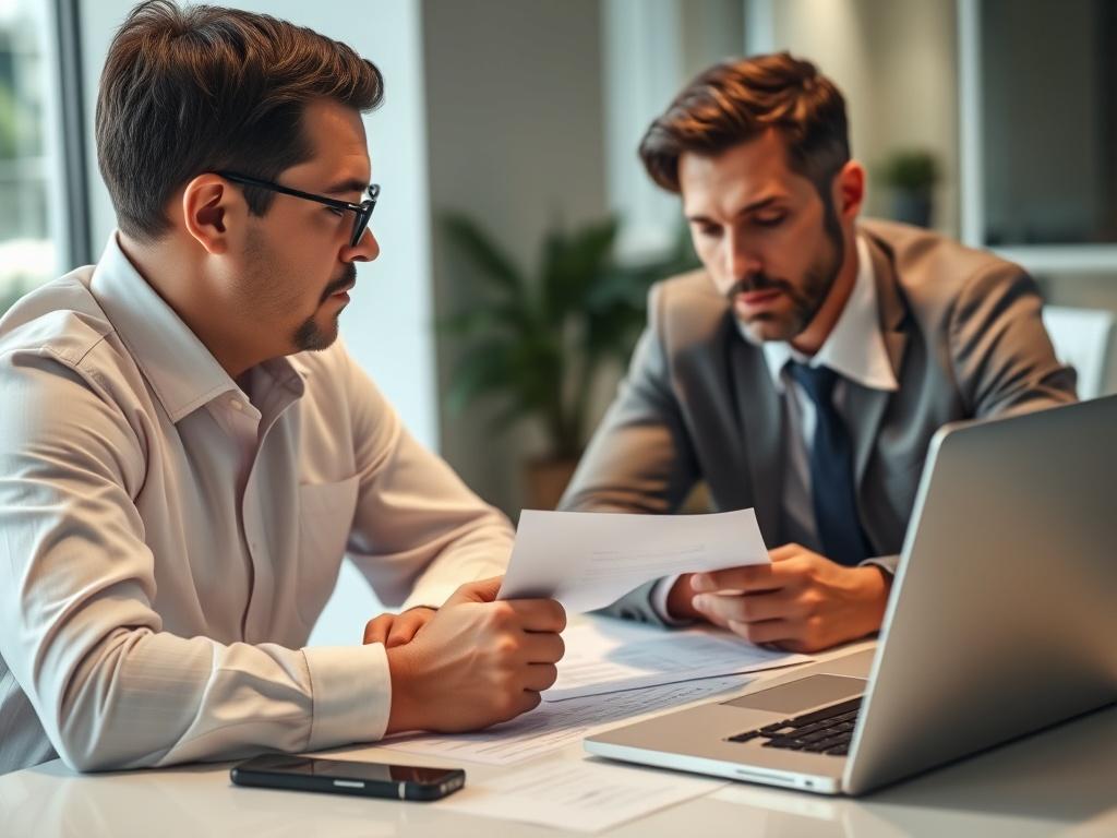 A focused shot of a tax advisor consulting with a
