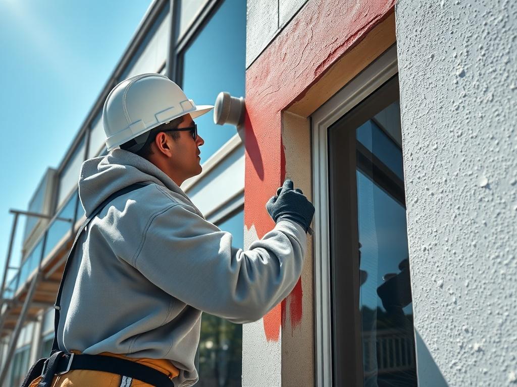 A high resolution image of a painter working on the