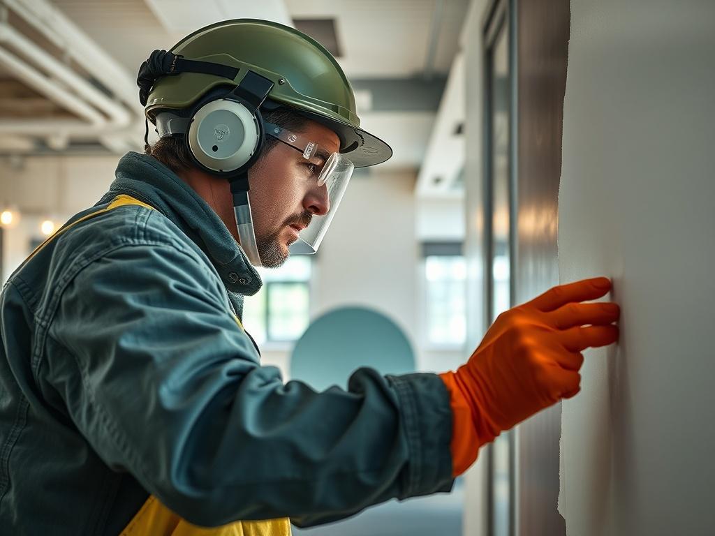 A close up shot of a professional painter applying a