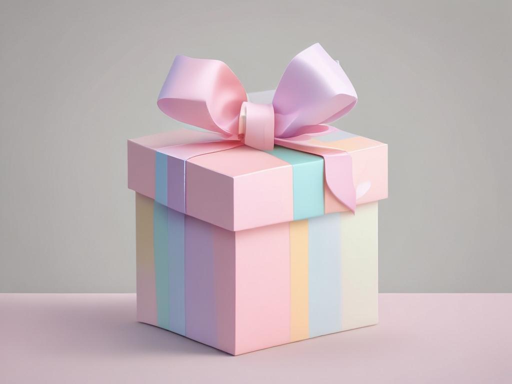 A beautifully wrapped gift box, elegantly designed with a minimalist style. The box should be the focal point of the image, featuring soft pastel colors, with the primary color being rgb(50, 170, 39) accentuated in the ribbon. The background should be a clean, negative space, allowing the gift box to stand out distinctly. The composition should evoke feelings of joy and anticipation.