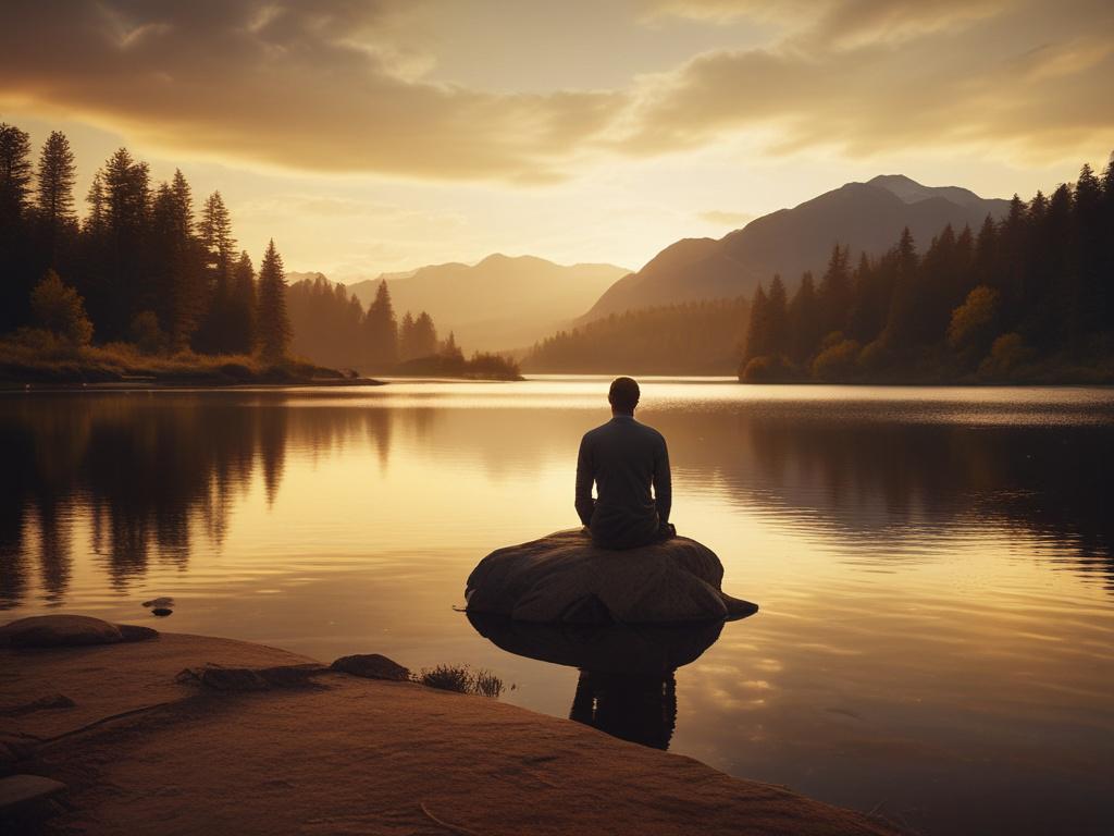 A high resolution image of a serene landscape with a