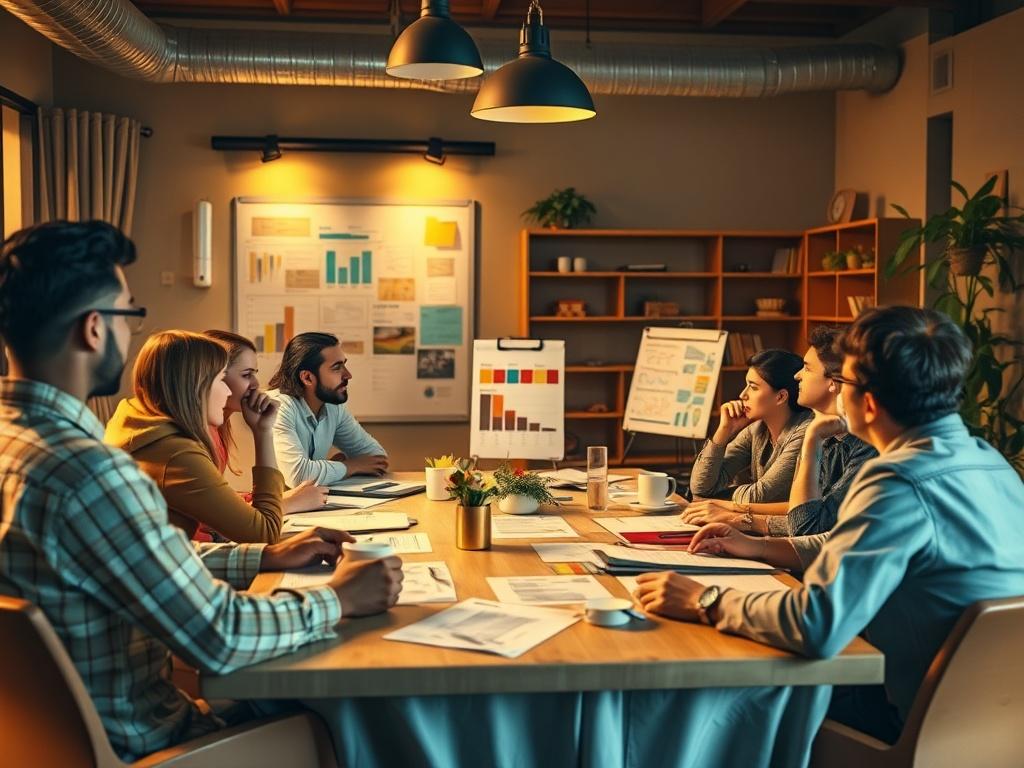 A vibrant workshop setting with a diverse group of engaged