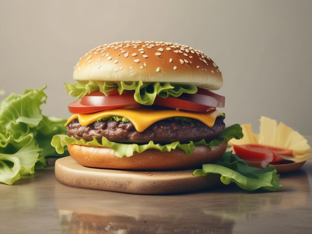 classic cheeseburger, beef patty, cheddar cheese, lettuce, tomato