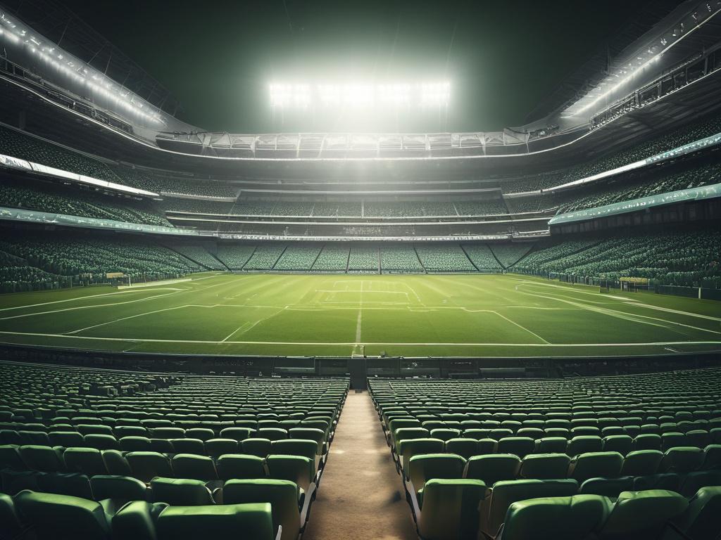 photorealistic rendering of a football stadium filled with cheering fans,