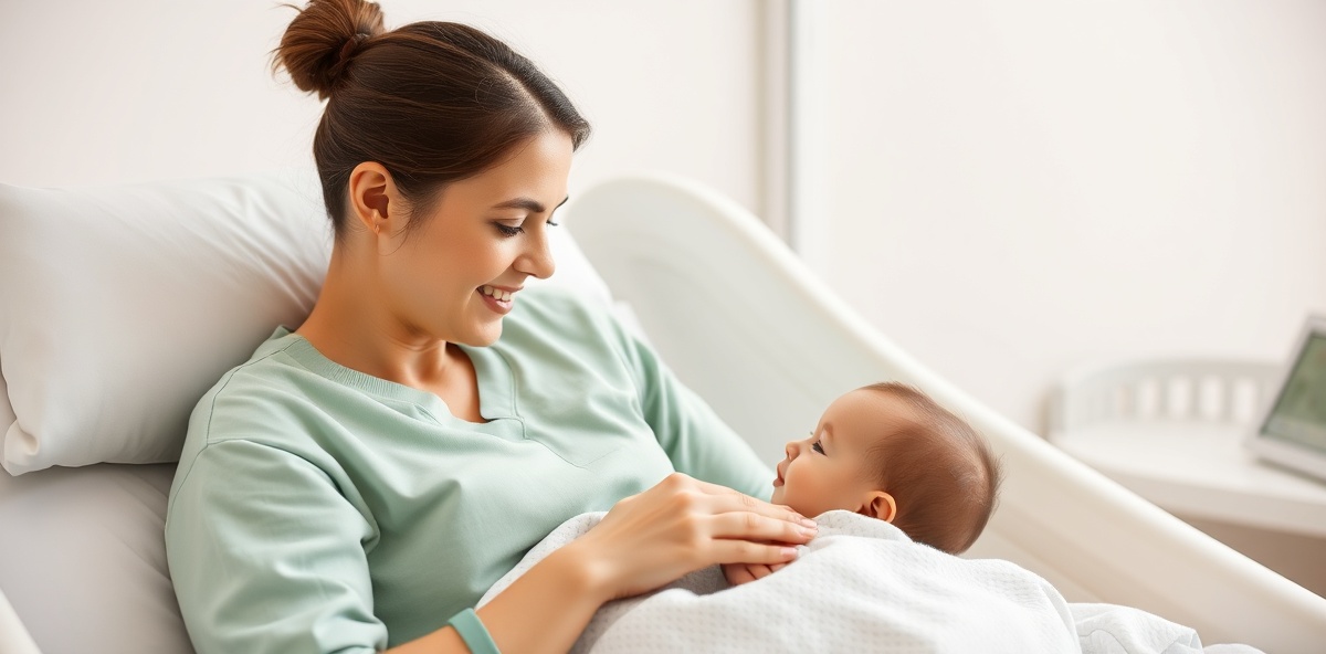 Parent and baby in clinical setting