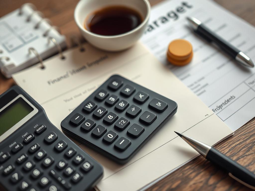 A close up of a calculator and financial documents on